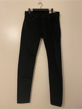 Rag& Bone Standard Issue Cotton Blend High Rise Black Skinny Jean